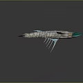 Futuristic Fantasy Aquatic Creature With Silver Body Blue Fins Purple Tail