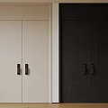 Sleek Modern Double Doors In Light Beige And Black With Black Door Handles Interior Design
