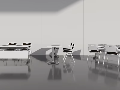 Modern Foldable White Conference Table With Office Chairs In Office Setup 3d model