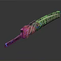 Futuristic High Tech Weapon With Metallic Design Blue Glowing Parts And Reflective Surface