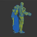 Family Group Standing Together with Parents Holding Two Young Children 3d model