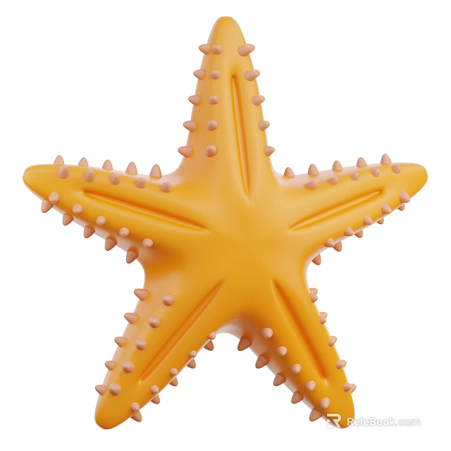 Yellow Sea Star Marine Animal With Peach Colored Spines And Detailed Textured Surface 3d model 