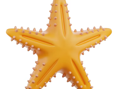 Yellow Sea Star Marine Animal With Peach Colored Spines And Detailed Textured Surface 3d model