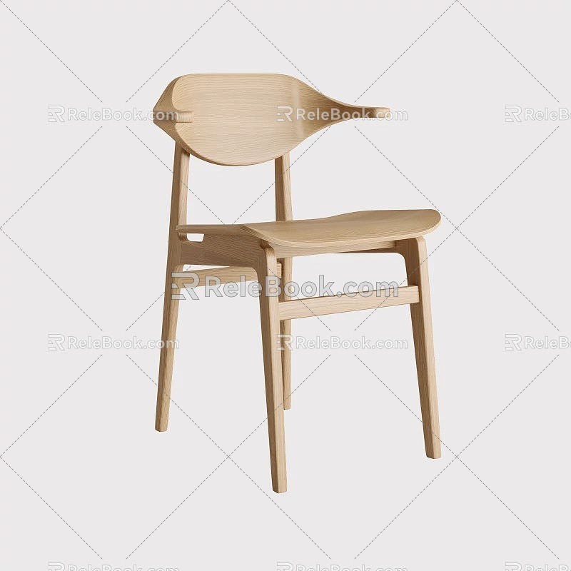 Modern wooden single chair 3d model