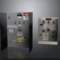 Open Electrical Control Panels Enclosure With Internal Switches Labels And Warning Signs 3d model