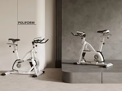 Poliform Two Exercise Bikes In Modern Minimalist Interior Room 3d model