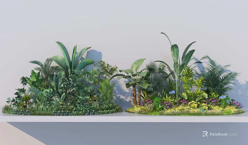 Ground Cover Plants With Lush Green Foliage And Diverse Species For Garden Landscape Design 3d model 