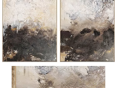 Elegant Modern Picture Frames With Abstract Paintings And Gold Accents 3d model