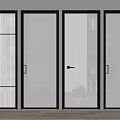Modern Interior Doors With Black Frames And Various Glass Mesh Patterns 3d model