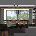Modern Living Dining Room Interior With Sofa Coffee Table Dining Chairs And Bookshelves