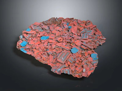 Colorful Red And Blue Fragment Pile Featuring Broken Pieces Abstract Formation 3d model