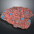 Colorful Red And Blue Fragment Pile Featuring Broken Pieces Abstract Formation
