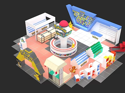 Indoor Kids Play Zone With Slide Circular Central Structure Wonder Sign And Colorful Structures 3d model