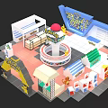 Indoor Kids Play Zone With Slide Circular Central Structure Wonder Sign And Colorful Structures