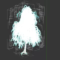 Weeping Willow Plant Painting With White Trunk Drooping Green Leaves And Dark Gray Background