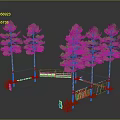 Fun Outdoor Playground With Tall Trees Colorful Bridge And Climbing Structures