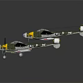 Spacecraft Model With Twin Green Fuselage And Yellow Propellers Design