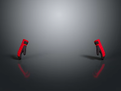 Two Stylish Red and Black Household Gloves on Gray Background with Reflections 3d model Two Stylish Red and Black Household Gloves on Gray Background with Reflections 3d model