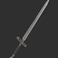 Medieval Weapon Sword With Metal Blade Wooden Hilt And Decorative Crossguard