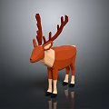 Low Poly Style Reindeer Model With Brown White Coat And Simple Design 3d model
