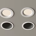 Four Modern Recessed Ceiling Downlights With White Frame And Mixed Light 3d model