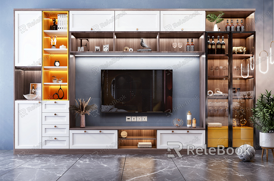 Nordic TV background cabinet TV background wall model