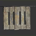Old Wooden Pallet With Metal Corner Brackets Worn Surface And Wood Grain On Dark Background