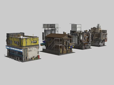 Cyberpunk Architecture Model Designs With Varied Structural Details And Urban Elements 3d model