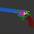 Classic Revolver With Textured Red Grip And Shiny Metal Barrel Design