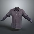 Purple Collared Long Sleeve Shirt with Button Front and Chest Pocket on Gray Background
