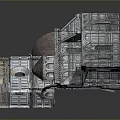 Futuristic Sci Fi Metallic Mechanical Structure With Geometric Design And Circular Components