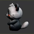 Cute Cartoon Panda 3D Model Game Movie Character With Red Cheeks And Paws