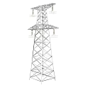 Black and White Line Drawing of Electrical Transmission Tower Structure Design