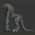 3D Rendered Lizard Like Game Movie Character With Green Skin Muscular Limbs And Green Claws