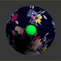 Decorative Table Lamp With Green Cracked Base And Dark Blue Floral Lampshade