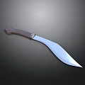 Curved Knife 3D Model With Silver Blade And Brown Handle