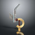 Modern Weapon 3D Model Featuring Golden Ring Base Wooden Handle And Metallic Blade 3d model