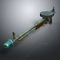 Vintage Gun With Long Barrel Wooden Grip And Metallic Revolver Structure