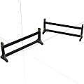 Two Black Metal Railings With Decorative Ends And Sturdy Brackets
