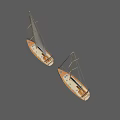 Two Sailboats With White Sails Blue Canopy And Cream Colored Hulls