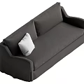 Gray Fabric Multi Seater Sofa Featuring White Cushion And Modern Design 3d model