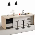 Modern Bar Counter Interior With Pendant Lights Stools Wine Rack And Sink Design