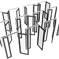 Modern Metal Frames With Glass Panels In Multiple Open Designs For Structures 3d model