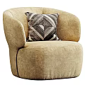 Modern Beige Single Sofa With Geometric Pattern Pillow And Rounded Armrests