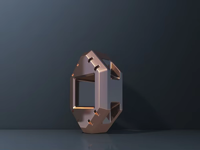 Modern Metallic Geometric Sculpture With Polyhedral Design Hollow Square Cutouts And Reflective Surface 3d model
