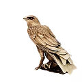 Hand Carved Eagle Sculpture In Standing Pose With Detailed Feather Texture And Base