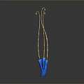 Blue Aquatic Animal With Long Yellow Slender Tentacles On Gray Background