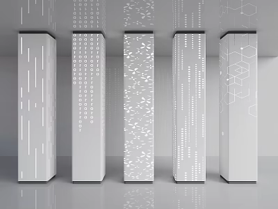 Modern Decorative Columns With Various Patterns For Interior Architectural Design 3d model