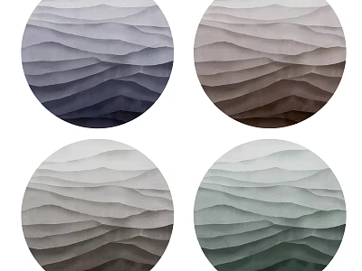Round Rugs With Wavy Texture In Assorted Modern Home Decor Colors 3d model