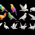 Colorful And White Origami Bird Wall Hangings With Parrots Doves And Cranes
